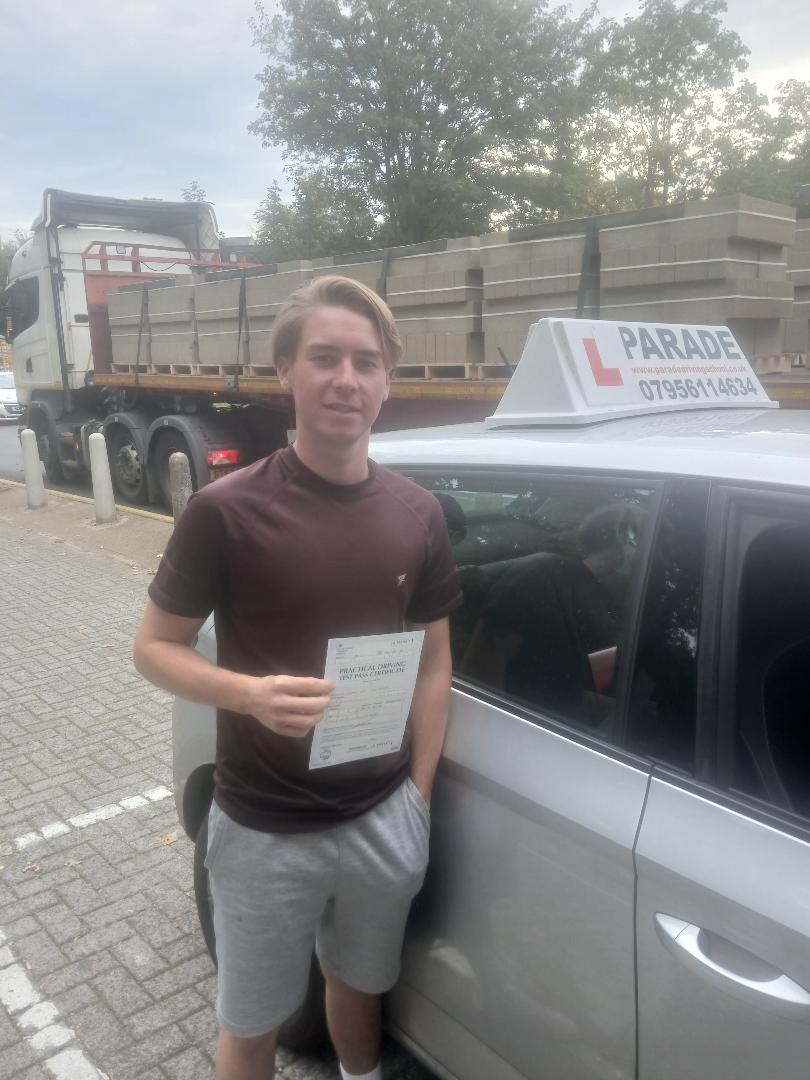 Lenny Kenwright from Watford passed his practical driving test with Parade Driving School
