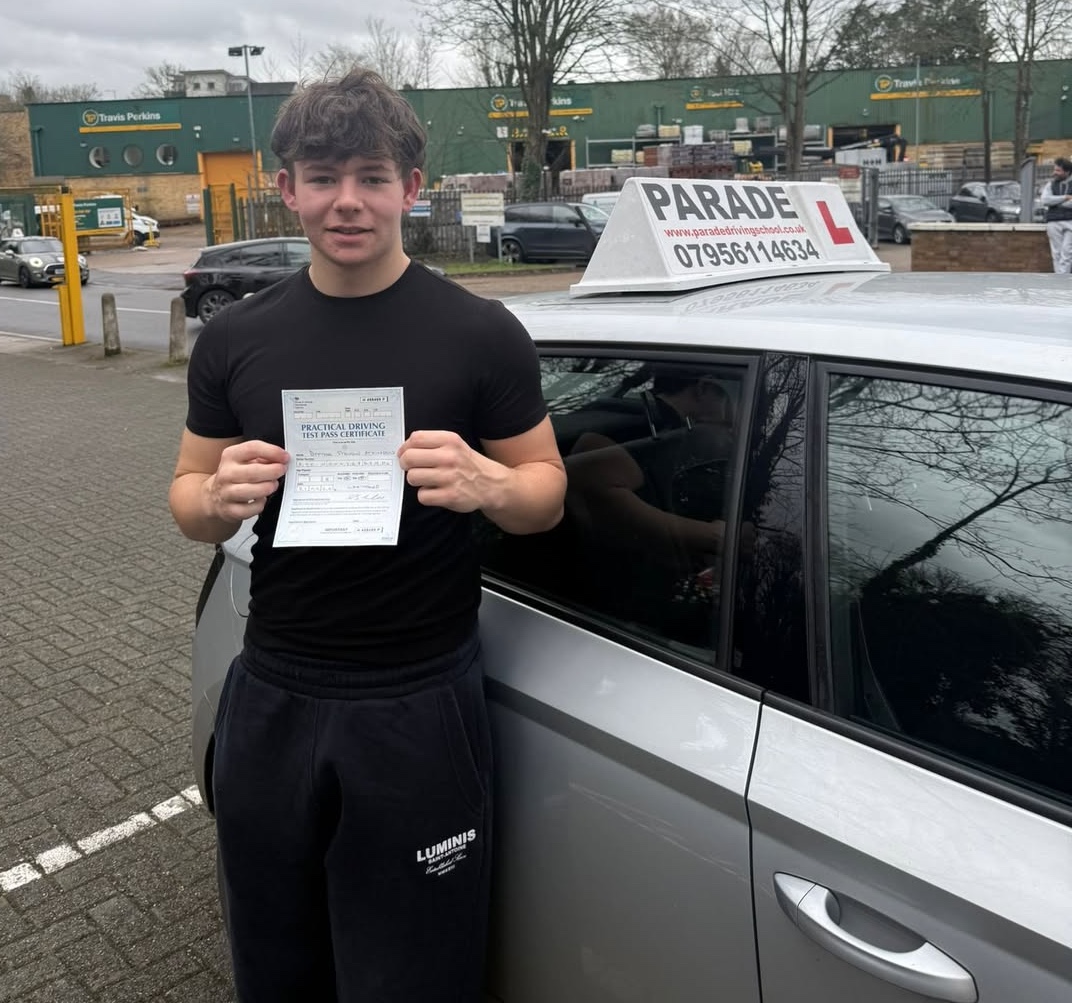 Dexter Atkinson from Watford passed his practical driving test with Parade Driving School.