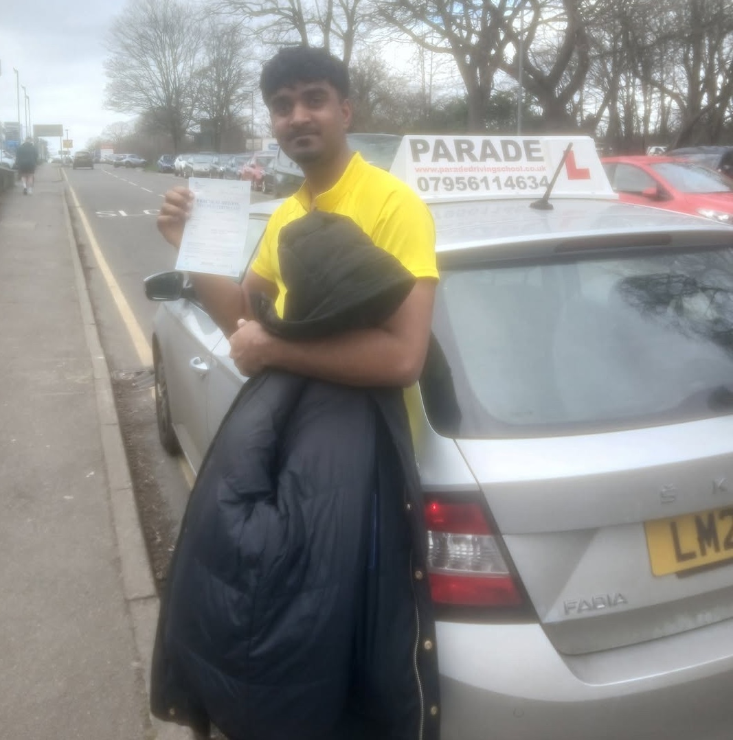 Sceyon from Watford passed his practical driving test with Parade School of Motoring