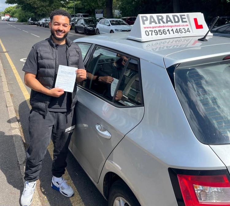 Josh King of Watford passed his practical driving test with Parade School of Motoring