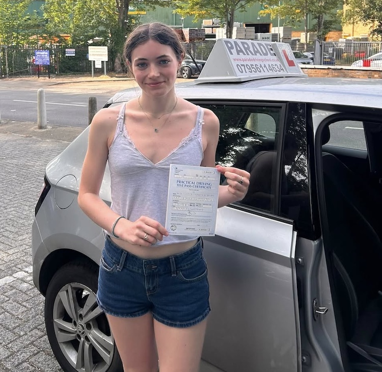 Ellie Smith from Watford passed her practical driving test with Parade Driving School