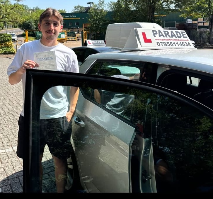 Kyle Davis from Watford passed his practical driving test with Parade School of Motoring.
