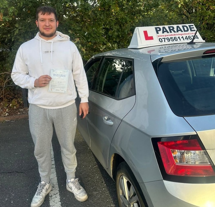 Ryan Penfold from Watford passed his practical driving test with Parade School of Motoring.